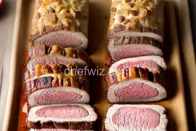 Baked Flank Steak Roulade Stuffed with Bacon and Cheese