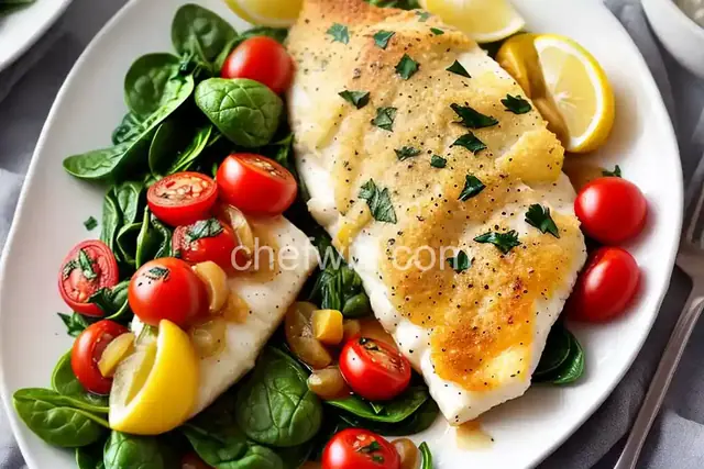 Baked Haddock with Spinach and Tomatoes