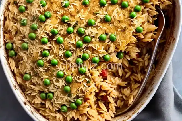 Baked Orzo with Fontina and Peas