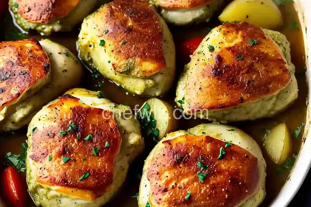 Baked Pesto Chicken Thighs and Potatoes