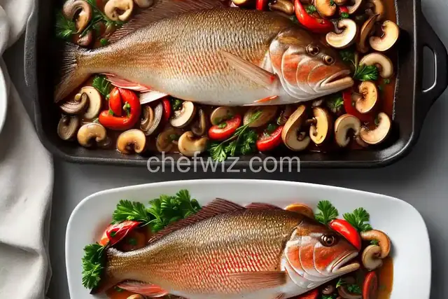 Baked Red Snapper with Shrimp and Mushrooms