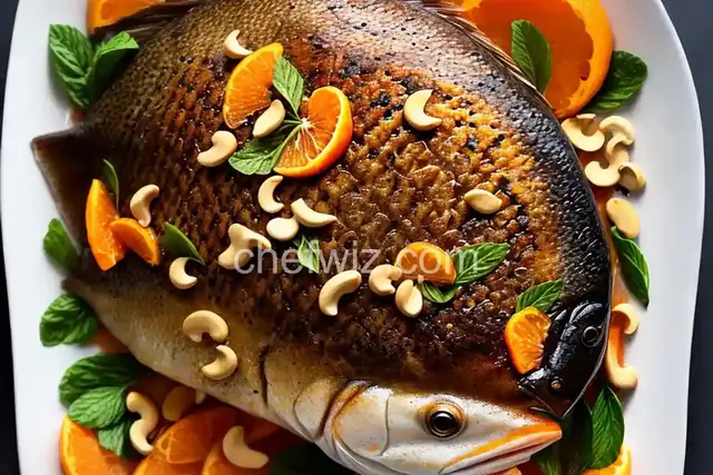 Baked Snapper with Mandarin Oranges, Cashews and Ginger