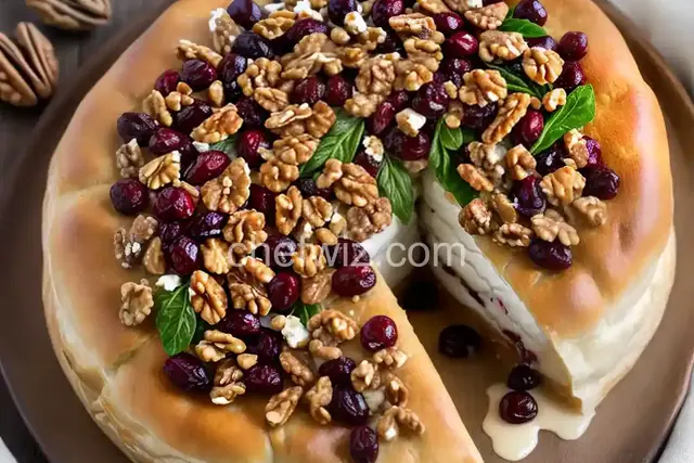 Baked Stuffed Brie with Cranberries & Walnuts
