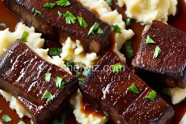 Balsamic-Brown Sugar Short Ribs With Garlic Mashed Potatoes Recipe