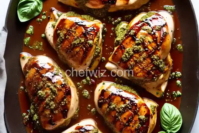Balsamic-Glazed Stuffed Chicken Breasts with Pesto and Parmesan