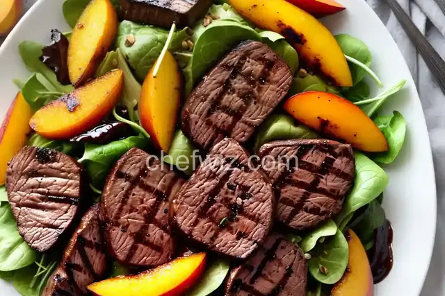 Balsamic Grilled Steak Salad With Peaches