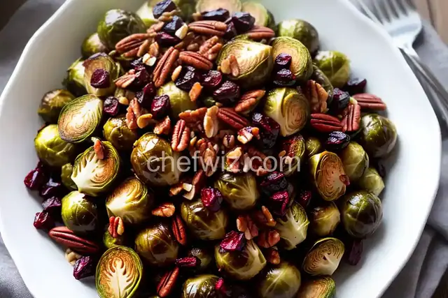 Balsamic Roasted Brussels Sprouts with Cranberries & Pecans