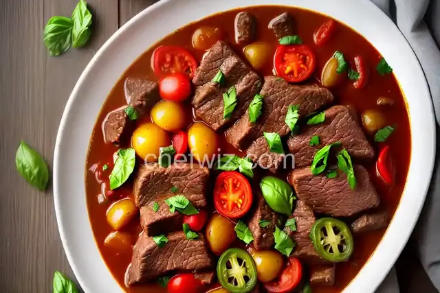 Beef, Green Chili and Tomato Stew