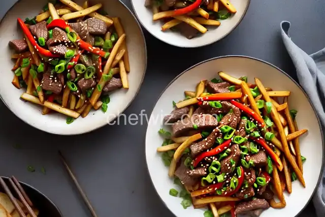 Beef Stir-Fry with French Fries
