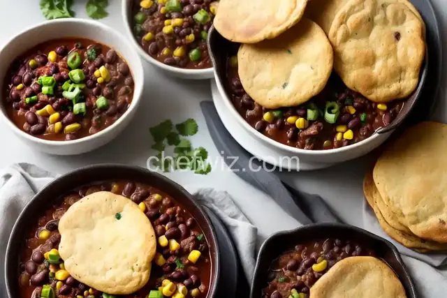 Beef and Black Bean Chili with Green Onion Corn Cakes