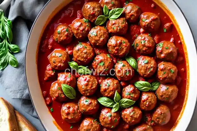 Beef and Mortadella Meatballs in Tomato Sauce