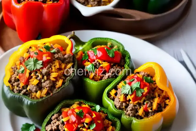 Beef and Rice Stuffed Bell Peppers