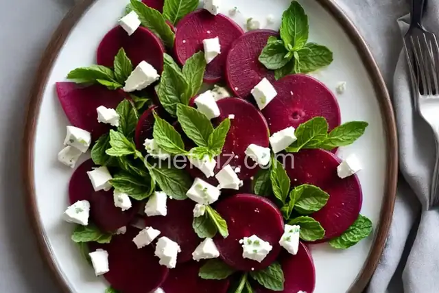 Beet Carpaccio with Goat Cheese and Mint Vinaigrette