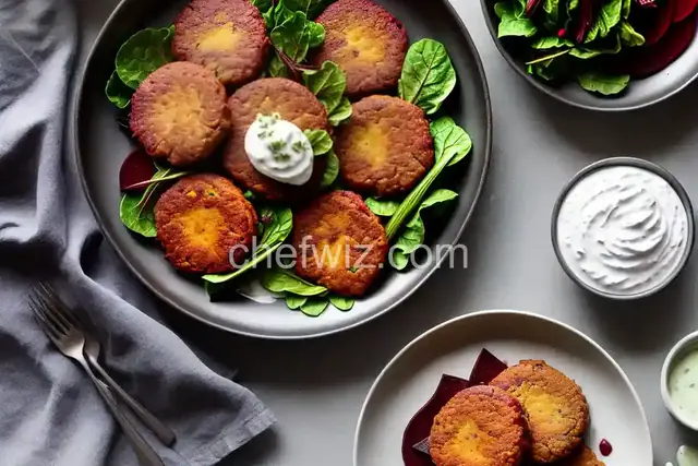 Beet Fritters With Beet Greens Yogurt