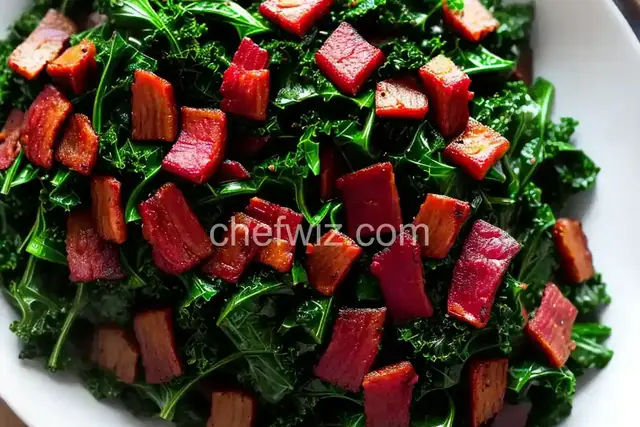 Beet Greens and Kale Sauteed with Bacon and Garlic