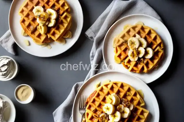 Belgian Buttermilk Waffles With Glazed Bananas