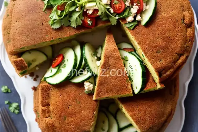 Big Baked Falafel Cake With Cucumber Salad