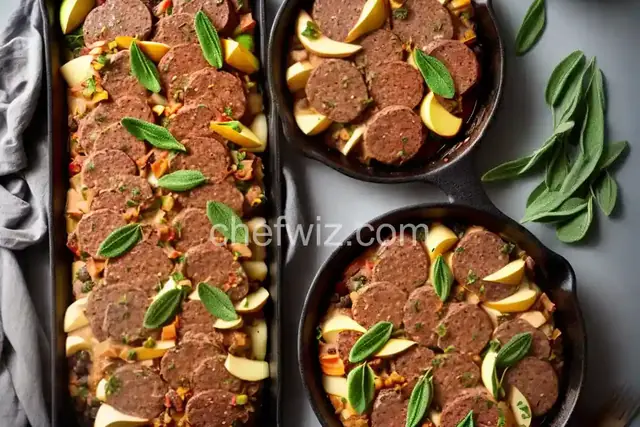 Bison Sausage, Apple and Sage Strata