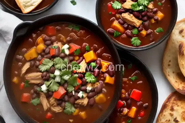 Black Bean Soup With Chorizo and Braised Chicken Recipe