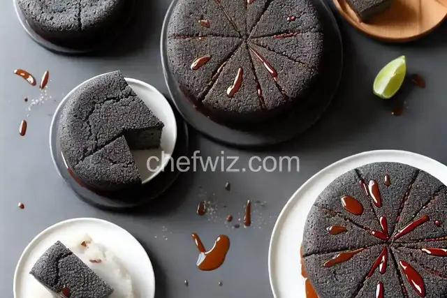 Black Sesame Mochi Cake With Black Sesame Caramel