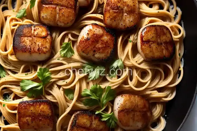 Blackened Scallops over Angel Hair Pasta