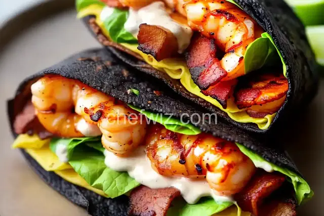 Blackened Shrimp Wrap with BBQ Bacon and Cajun Remoulade