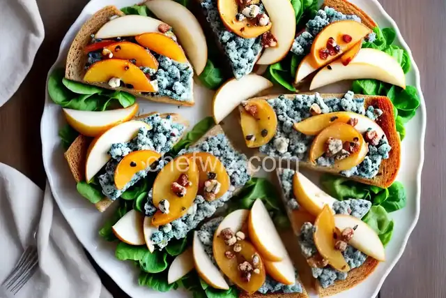 Blue Cheese, Pear, and Hazelnut Smørrebrød (Danish Open-Faced Sandwich) Recipe