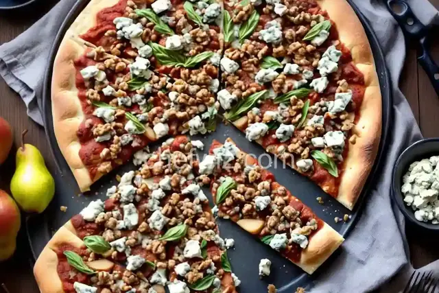 Blue Cheese, Walnut, and Pear Pizza