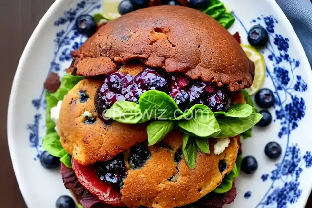 Blueberry Bacon Blue Cheese Burger au Poivre