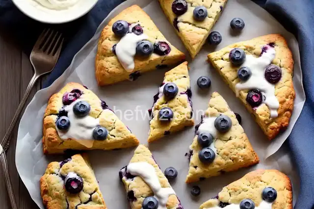 Blueberry Cream Cheese Scones with Yogurt Glaze