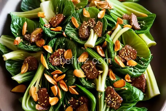 Bok Choy With Brown Sauce and Crispy Garlic