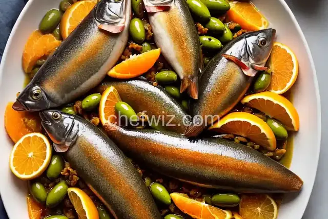 Boquerones With Green Olives and Orange