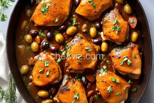 Braised Chicken Thighs With Olives and Herbs