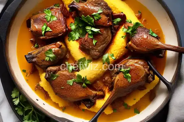 Braised Duck Legs with Polenta and Wilted Chard