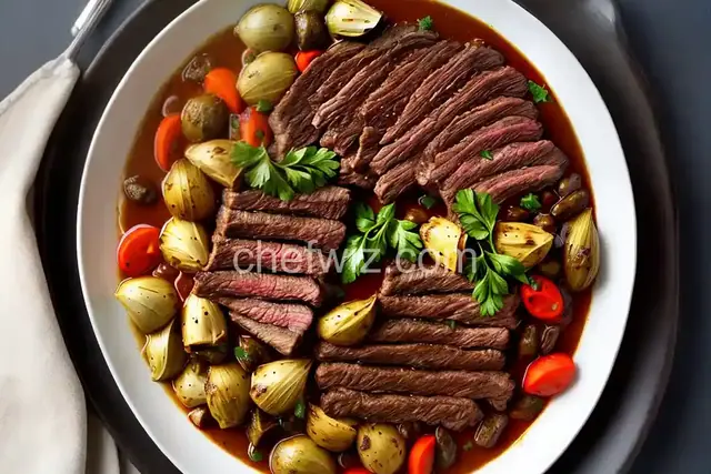 Braised Skirt Steak with Artichoke