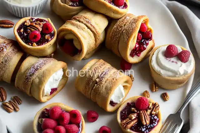 Brie Pecan Rollups with Raspberry Sauce