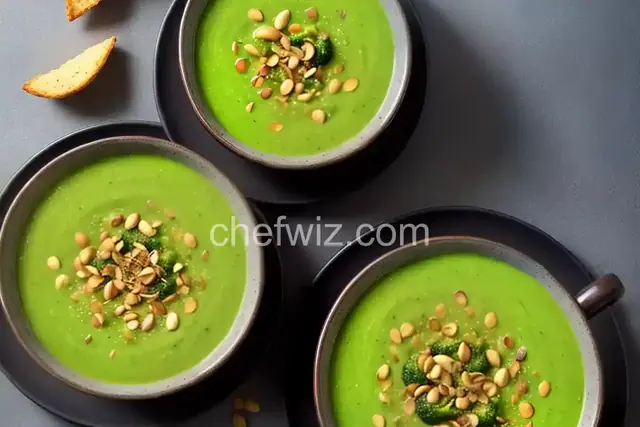 Broccoli Soup With Turmeric, Peanuts, and Crispy Shallots