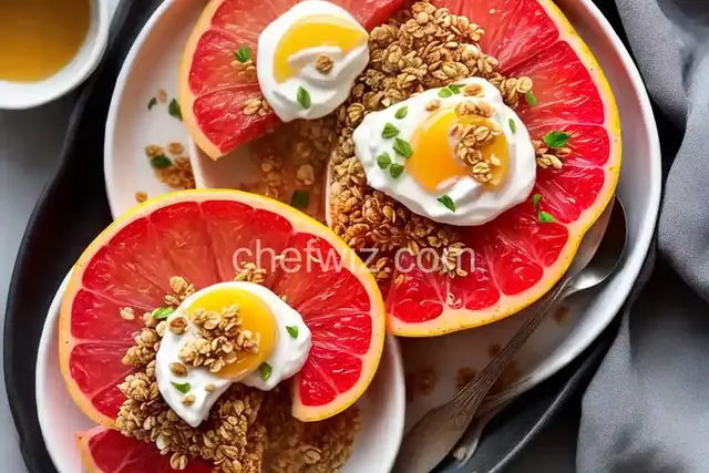 Broiled Grapefruit with Honey Yogurt and Granola