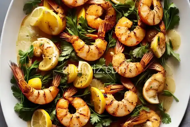 Broiled Lemon and Garlic Tiger Prawns
