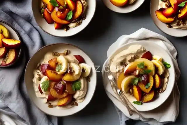 Broiled Stone Fruit with Cardamom Banana Soft Serve