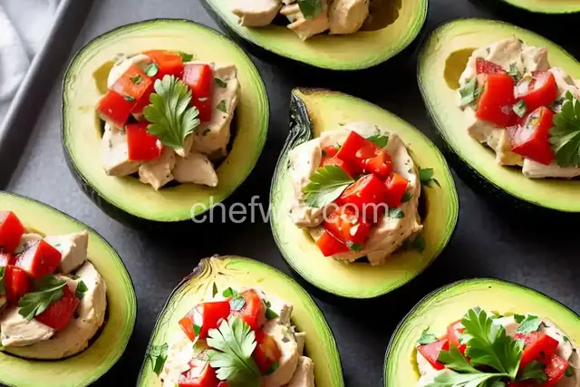 Bruschetta Chicken Stuffed Avocados