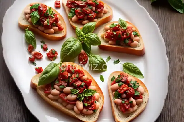 Bruschetta with White Beans, Sun-dried Tomatoes and Basil
