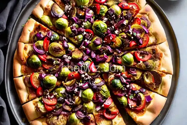 Brussels Sprouts Pizza with Balsamic Red Onions