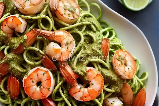 Bucatini With Pesto and Shrimp