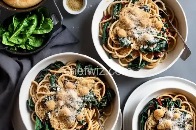 Bucatini With Swiss Chard and Garlicky Breadcrumbs