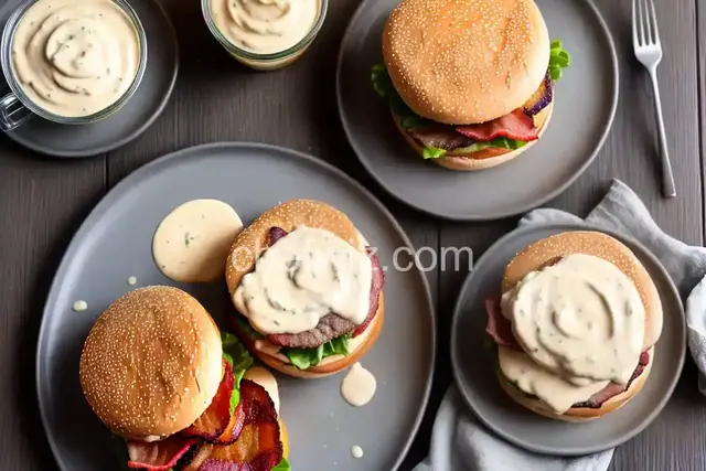Butter Burger with Beer Cheese Sauce and Bacon