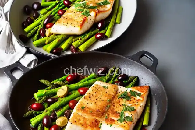 Butter-Roasted Halibut With Asparagus and Olives