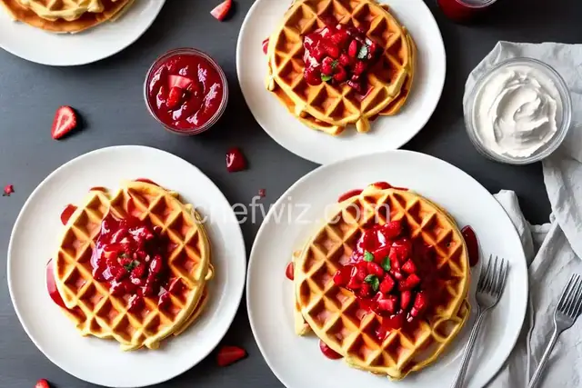 Buttermilk Waffles with Homemade Strawberry Sauce