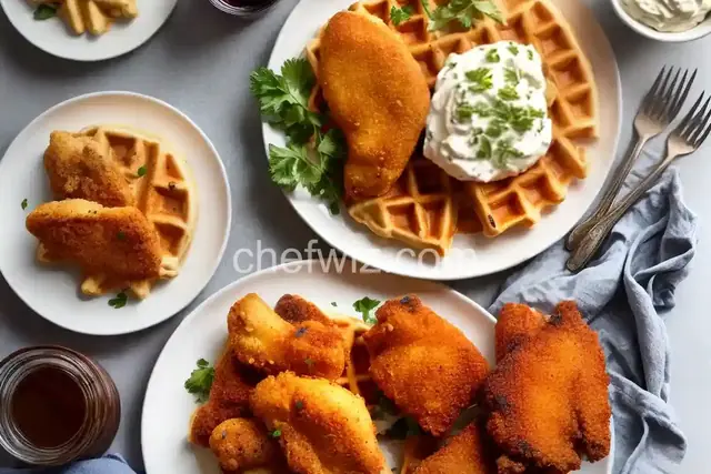 Buttermilk-and-Blue Waffles with Buffalo Whiskey Crispy Chicken