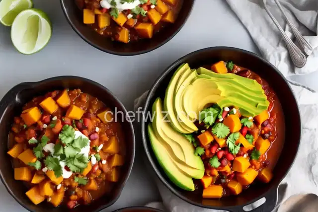 Butternut Squash Chipotle Chili with Avocado